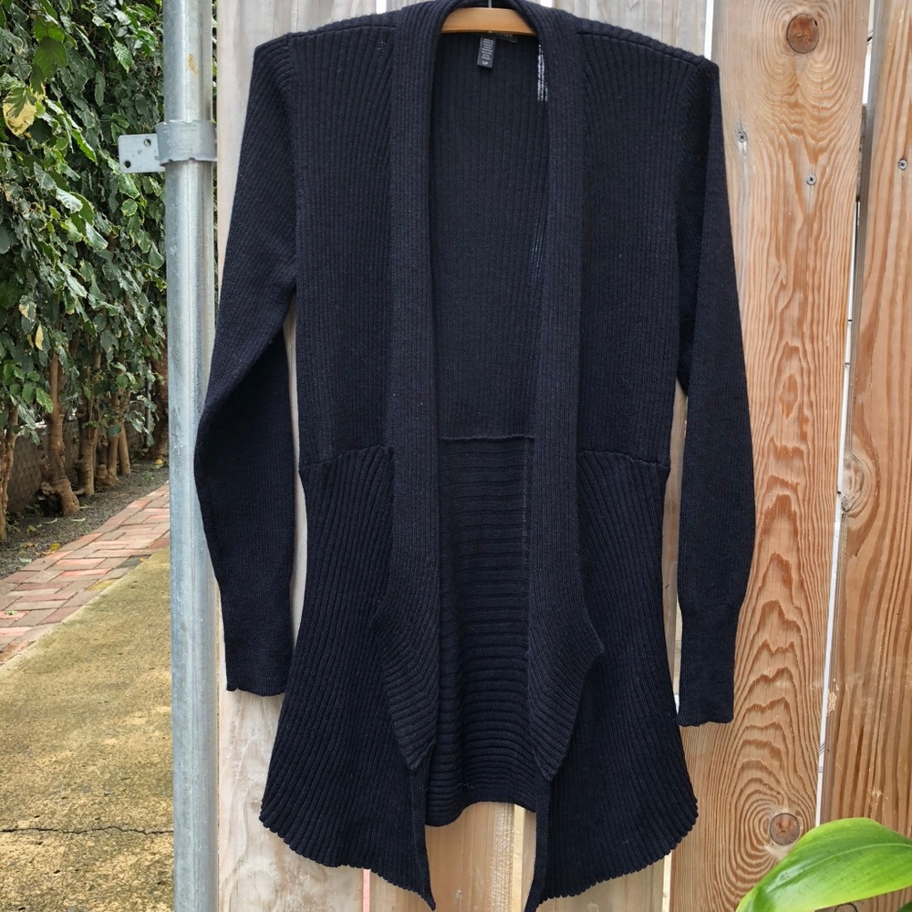 EILEEN FISHER soft knit Wool Cardigan dk Blue S